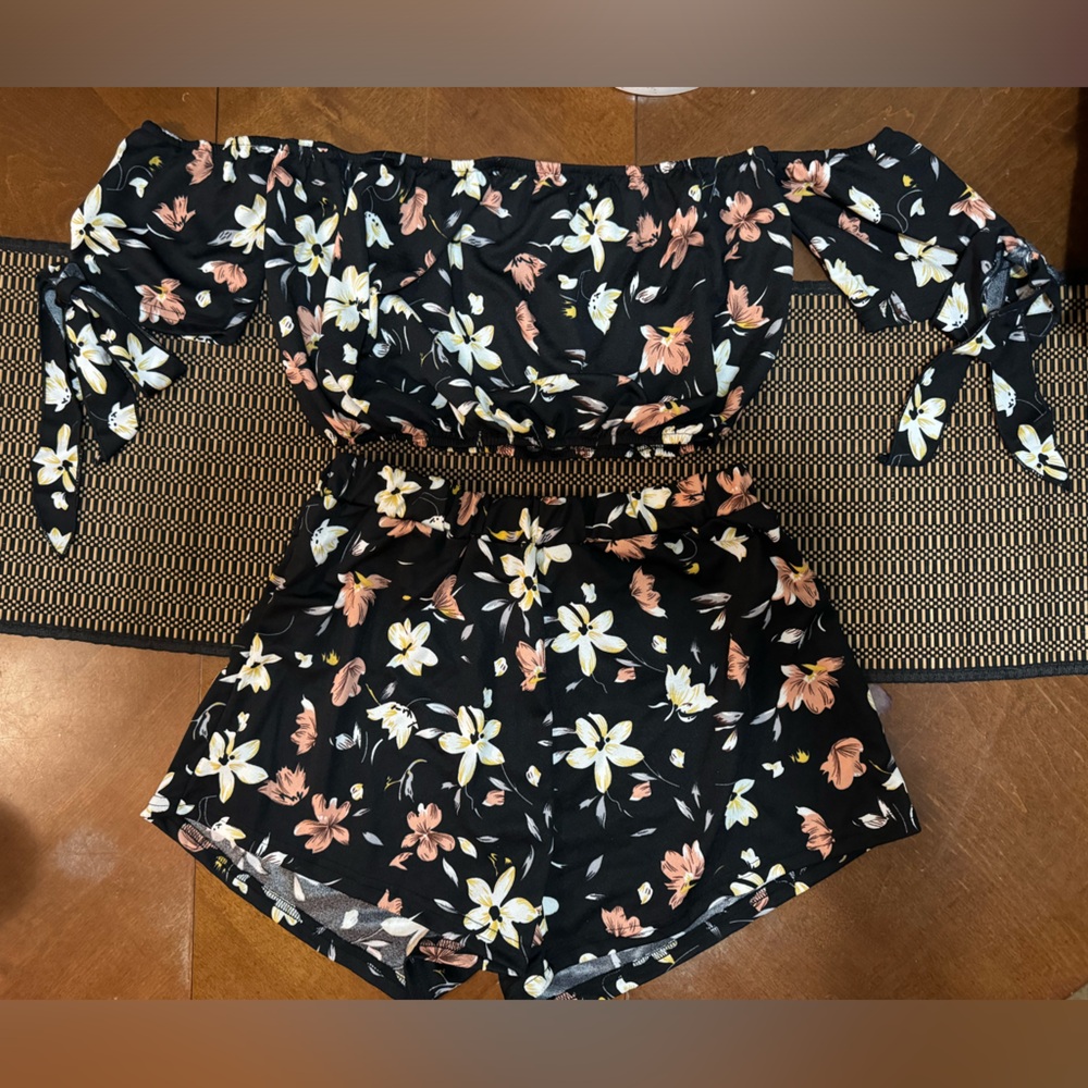 Two piece outfit, shorts and crop top